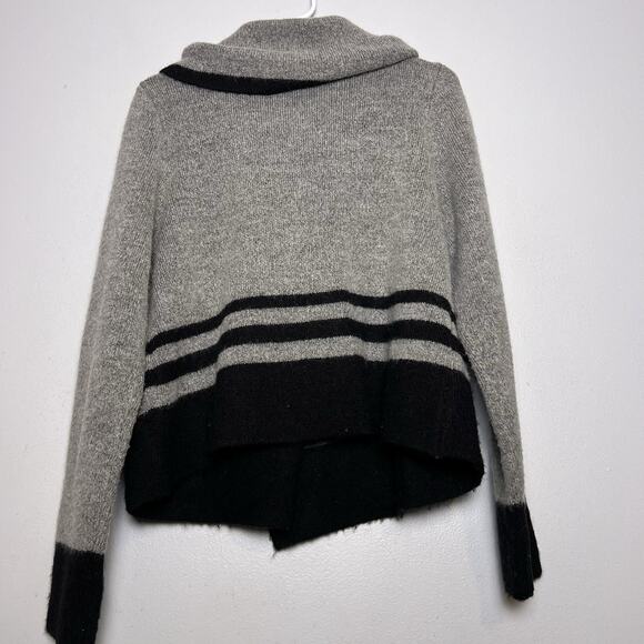 Max Studio Women's Wool Blend One Button Shawl Neck Cardigan Gray Black Sz L - Picture 10 of 11